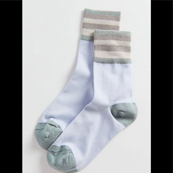 NEW (3) Urban Outfitters Metallic Striped Crew Socks Set of 3 - Picture 1 of 2